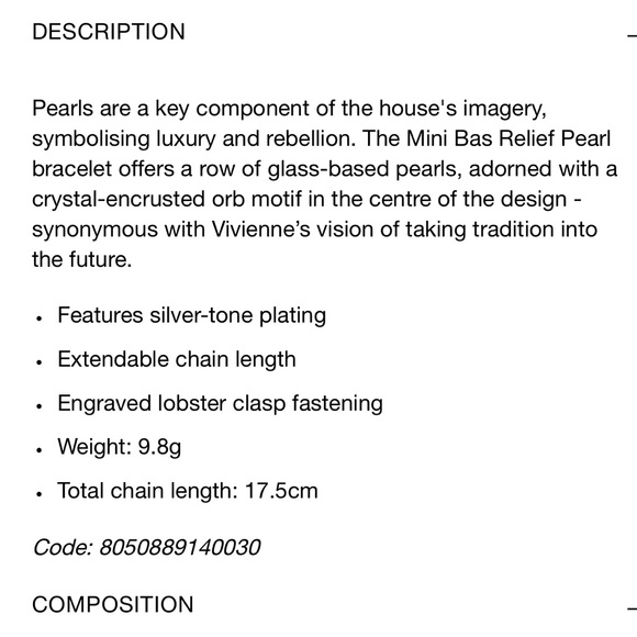 Vivienne Westwood Gold and Pearl Bracelet - Picture 10 of 11